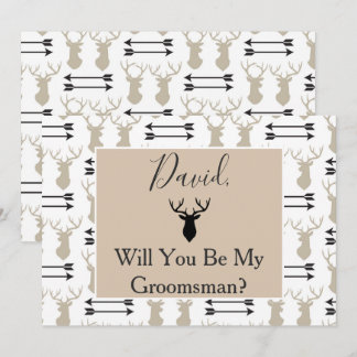 Will you be my Groomsman Deer Antlers and Arrow Invitation