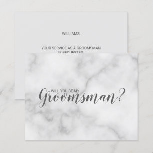 Will You Be My Groomsman? Elegant Marble Script Invitation
