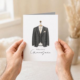 Will you be my Groomsman Elegant Suit Card