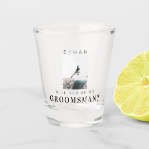 Will you be my Groomsman Minimalist Photo Modern Shot Glass
