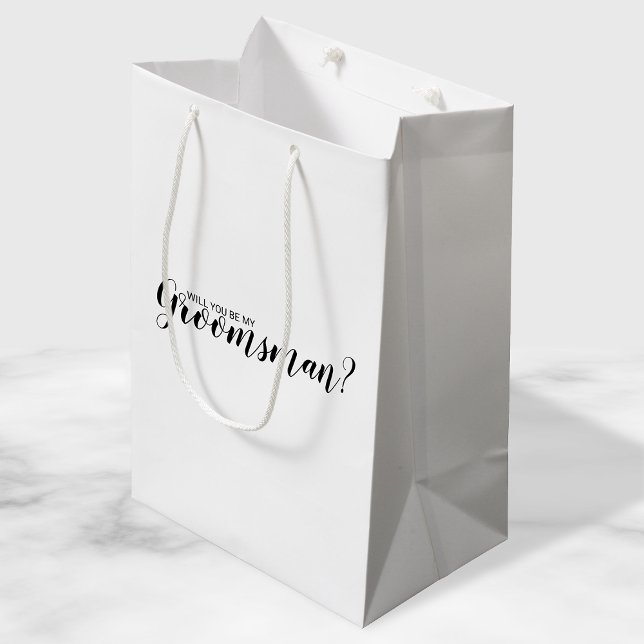 Will You Be My Groomsman? Modern Proposal Medium Gift Bag (Creator Uploaded)