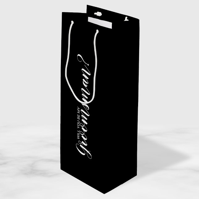Will You Be My Groomsman? Modern Proposal Wine Gift Bag (Creator Uploaded)