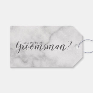 Will You Be My Groomsman? Modern White Marble Gift Tags
