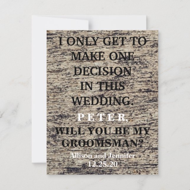Will you be my Groomsman? Personalised Invitation (Front)