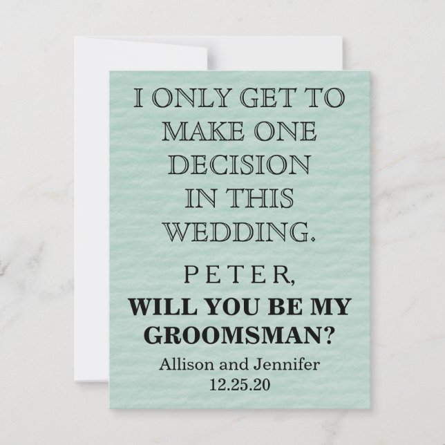 Will you be my Groomsman? Personalised Invitation (Front)