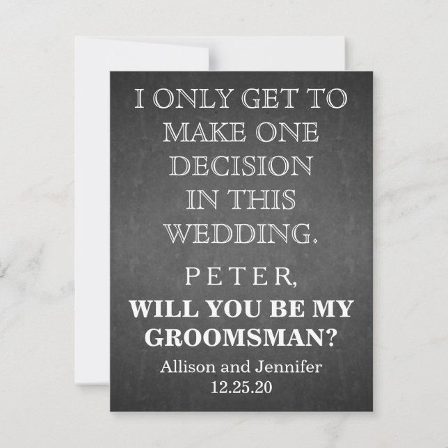 Will you be my Groomsman? Personalised Invitation (Front)