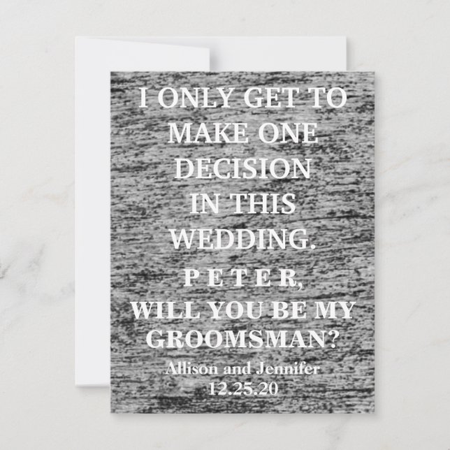 Will you be my Groomsman? Personalised Invitation (Front)