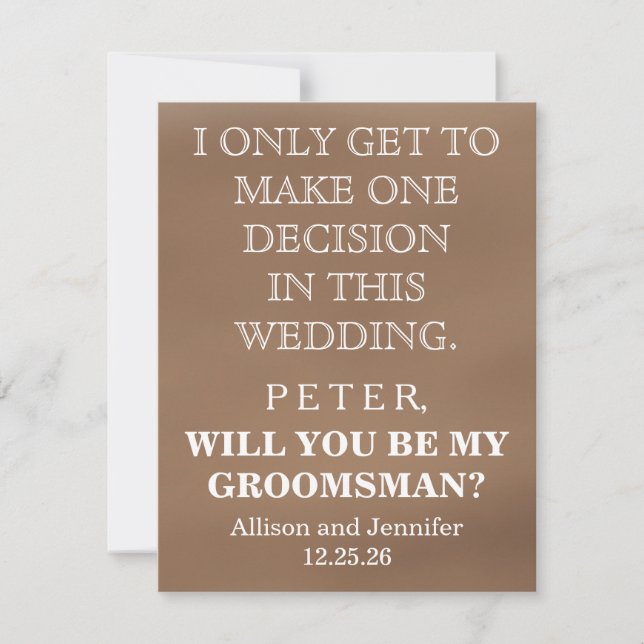 Will you be my Groomsman? Personalised Invitation (Front)