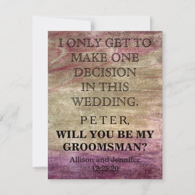 Will you be my Groomsman? Personalised Invitation (Front)
