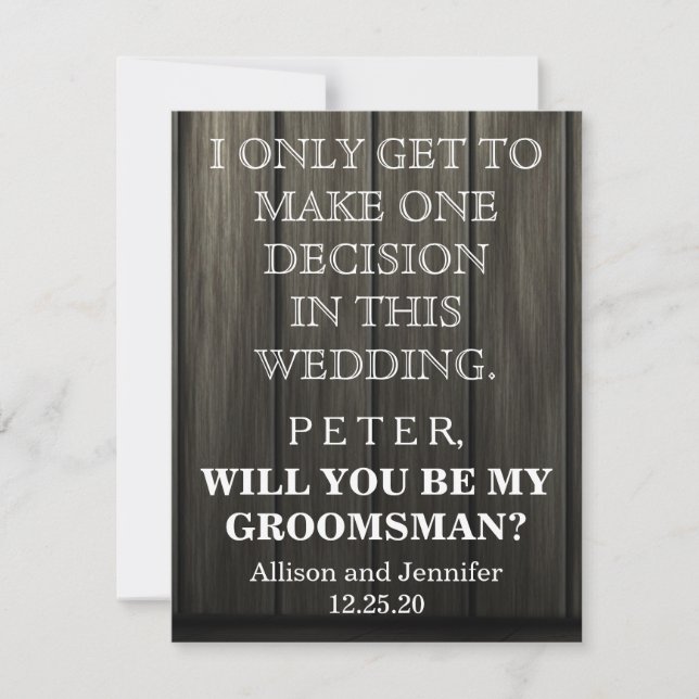 Will you be my Groomsman? Personalised Invitation (Front)