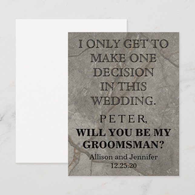 Will you be my Groomsman? Personalised Invitation (Front/Back)