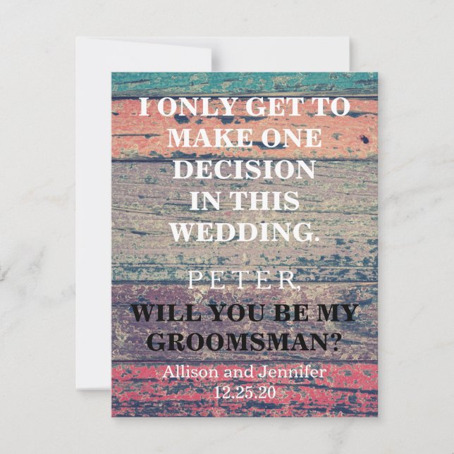 Will you be my Groomsman? Personalised Invitation (Front)