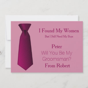 Will You Be My Groomsman Purple & Pink Tie Invitation