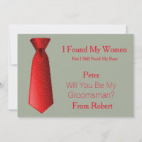Will You Be My Groomsman Red & Black Tie