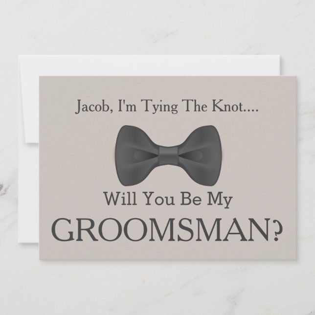 Will You Be my Groomsman with Grey Bow Invitation (Front)