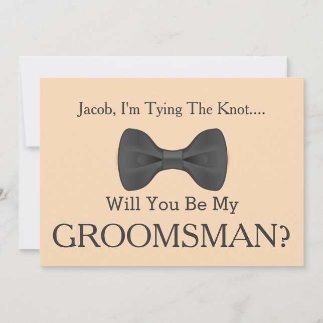 Will You Be my Groomsman with Grey Bow Invitation (Front)