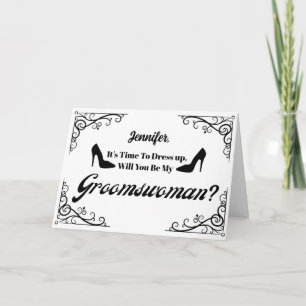will you be my groomswoman retro chic proposal  invitation