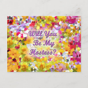 Will You Be My Hostess ? Invitation Postcard