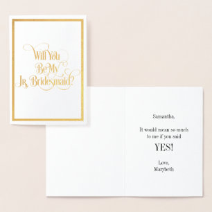 Will You Be My Jr Bridesmaid Gold Foil Card