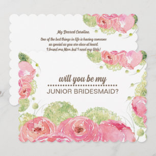 Will you be my Jr. Bridesmaid? Romantic Roses Invitation