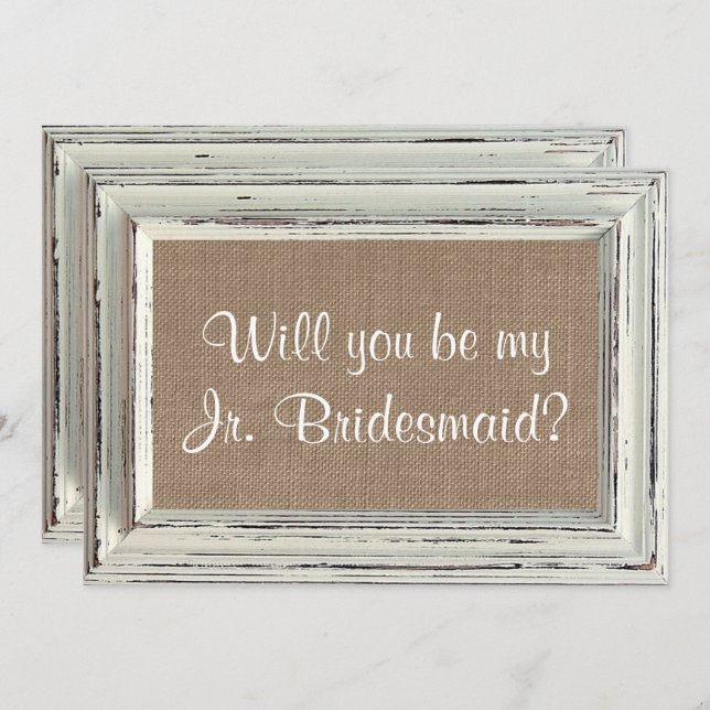 Will You Be My Jr. Bridesmaid - Rustic White Frame Invitation (Front/Back)