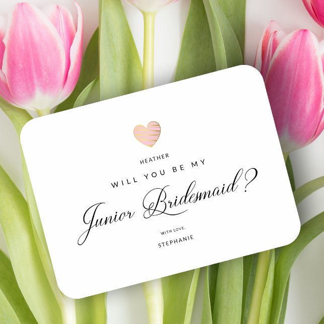 Will You Be My Junior Bridesmaid Pink Heart Magnet (Creator Uploaded)