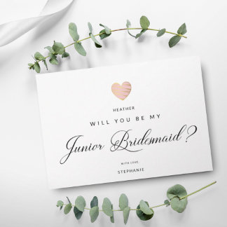 Will You Be My Junior Bridesmaid Pink Heart Postcard