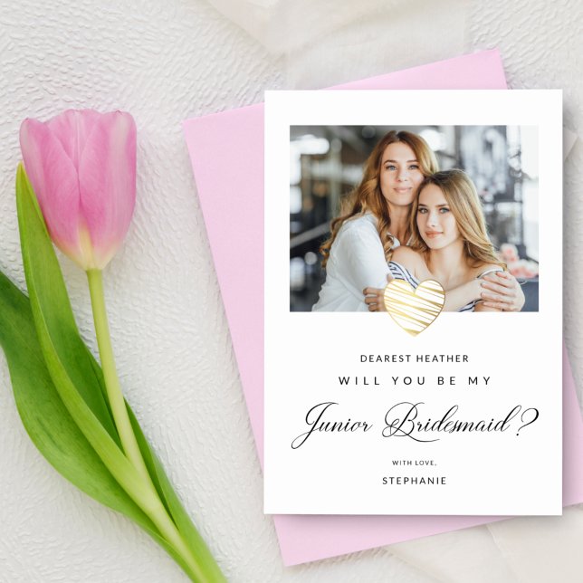 Will You Be My Junior Bridesmaid White Heart Postcard (Creator Uploaded)
