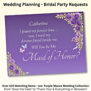 Will You Be My Maid of Honor? Purple Mauve Flowers