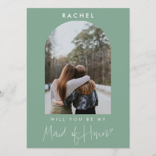 Will you be my Maid of Honor Sage Green Photo 