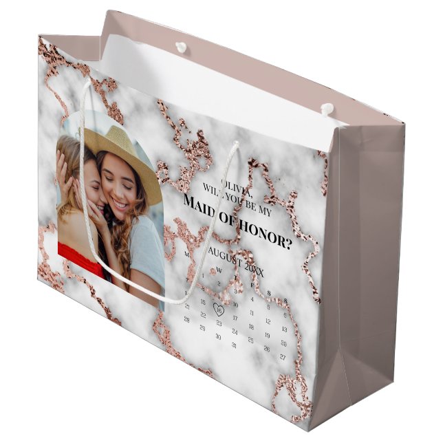 Will You Be My Maid Of Honour? | August Proposal Large Gift Bag (Front Angled)