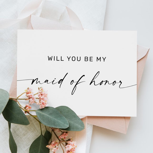 Will You Be My Maid of Honour | Black & White Postcard (Creator Uploaded)