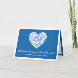 Will You Be My Maid Of Honour? Blue Heart Card