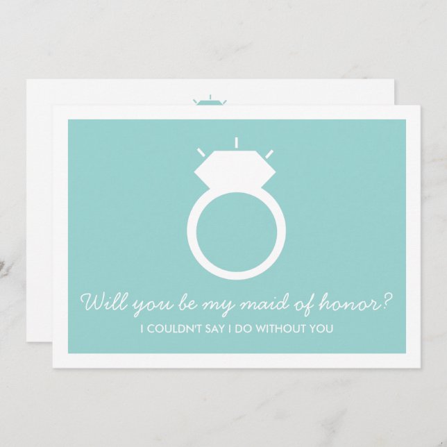Will You Be My Maid Of Honour? Blue Ring Card (Front/Back)