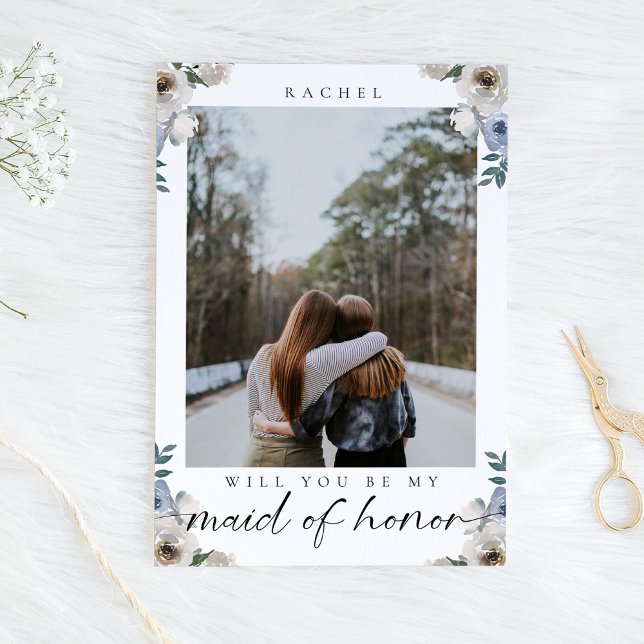 Will you be my Maid of Honour Blue Rose Photo Postcard (Creator Uploaded)