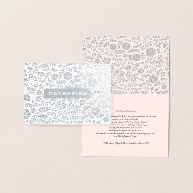Will you be my Maid of Honour. Blush Pink Floral Foil Card (Display)