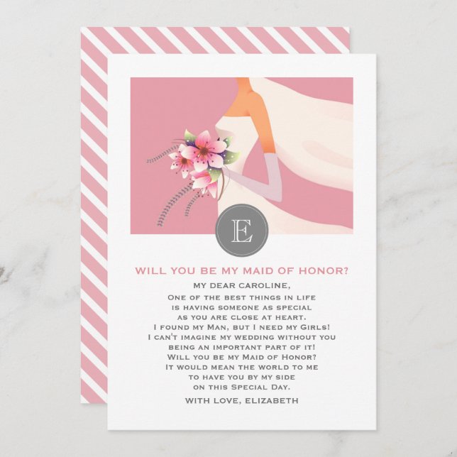 Will you be my Maid of Honour? Bride Silhouette  Invitation (Front/Back)
