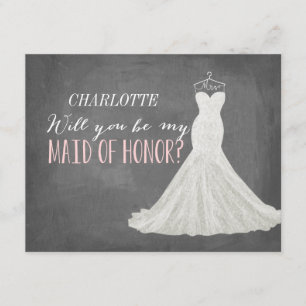 Will You Be My Maid of Honour Bridesmaid Invitation