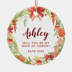 Will You Be My Maid of Honour   Bridesmaid Proposa Ceramic Tree Decoration