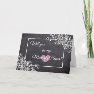 Will you be my Maid of Honour Card Chalkboard Styl