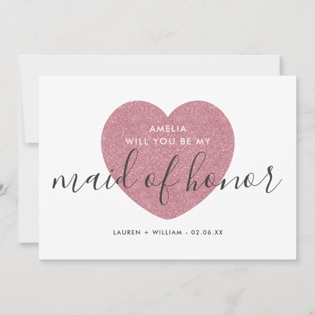 Will You Be My Maid of Honour Card - Glittered (Front)