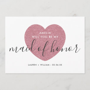 Will You Be My Maid of Honour Card - Glittered