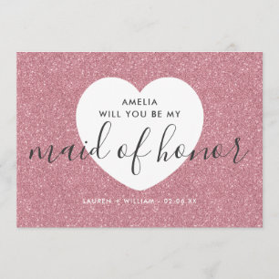Will You Be My Maid of Honour Card - Glittered