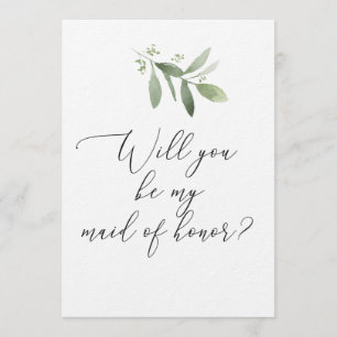 Will You Be My Maid of Honour Card - Greenery