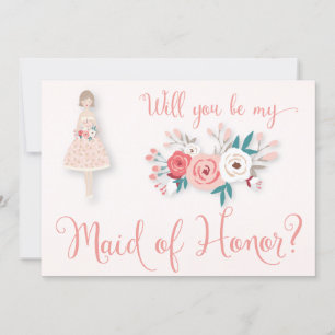 Will You Be My Maid Of Honour Cards Brunette