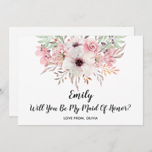Will You Be My Maid Of Honour? Chic Floral Card