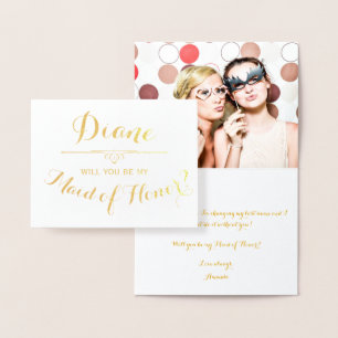 Will You Be My Maid of Honour Cursive Personalised Foil Card