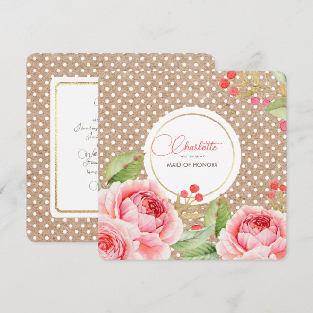 Will you be my Maid of Honour? Custom Invitations (Front/Back)