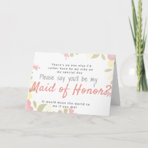 Will you be my maid of honour? custom text card