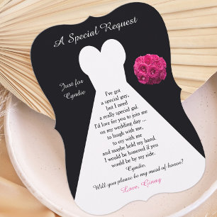 Will You Be My Maid of Honour Dress with Roses Invitation